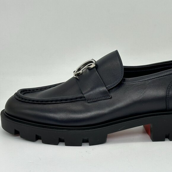 Christian Louboutin CL MOC LUG FLAT Leather Loafers Moccasin Shoes Marine - Picture 2 of 12